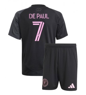 Inter Miami Rodrigo De Paul #7 Replik Auswärtstrikot Kinder 2025-26 Kurzarm (+ Kurze Hosen)